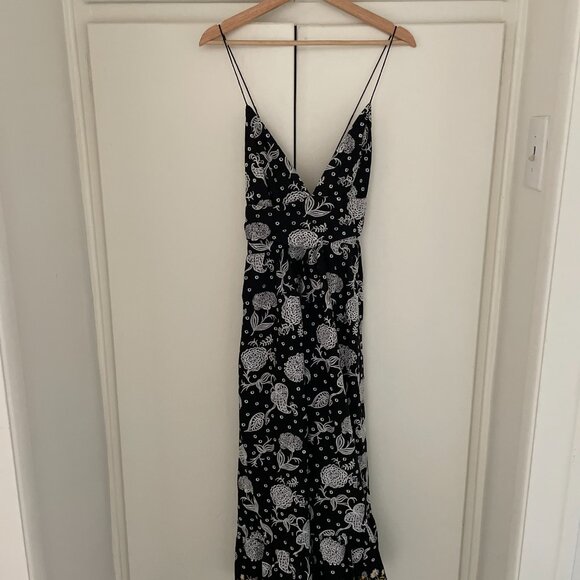 Anthropologie Maeve Embroidered Midi Dress Black Floral Bee Print NEWwtags Small - Picture 6 of 7